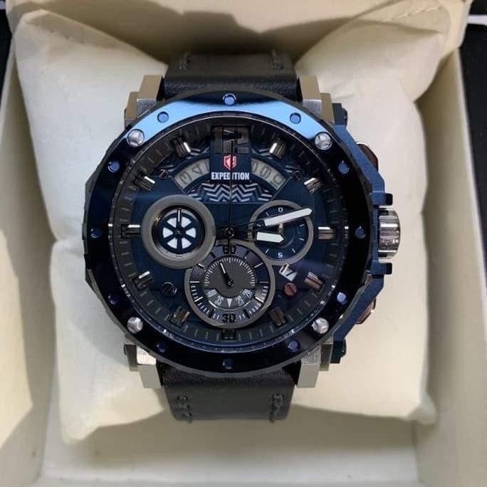 Jam Tangan Pria Expedition Original Chronograph E6402 Blue Silver