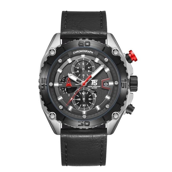 Jam Tangan Pria Original T5 H 3879G Black Rosegold Brown