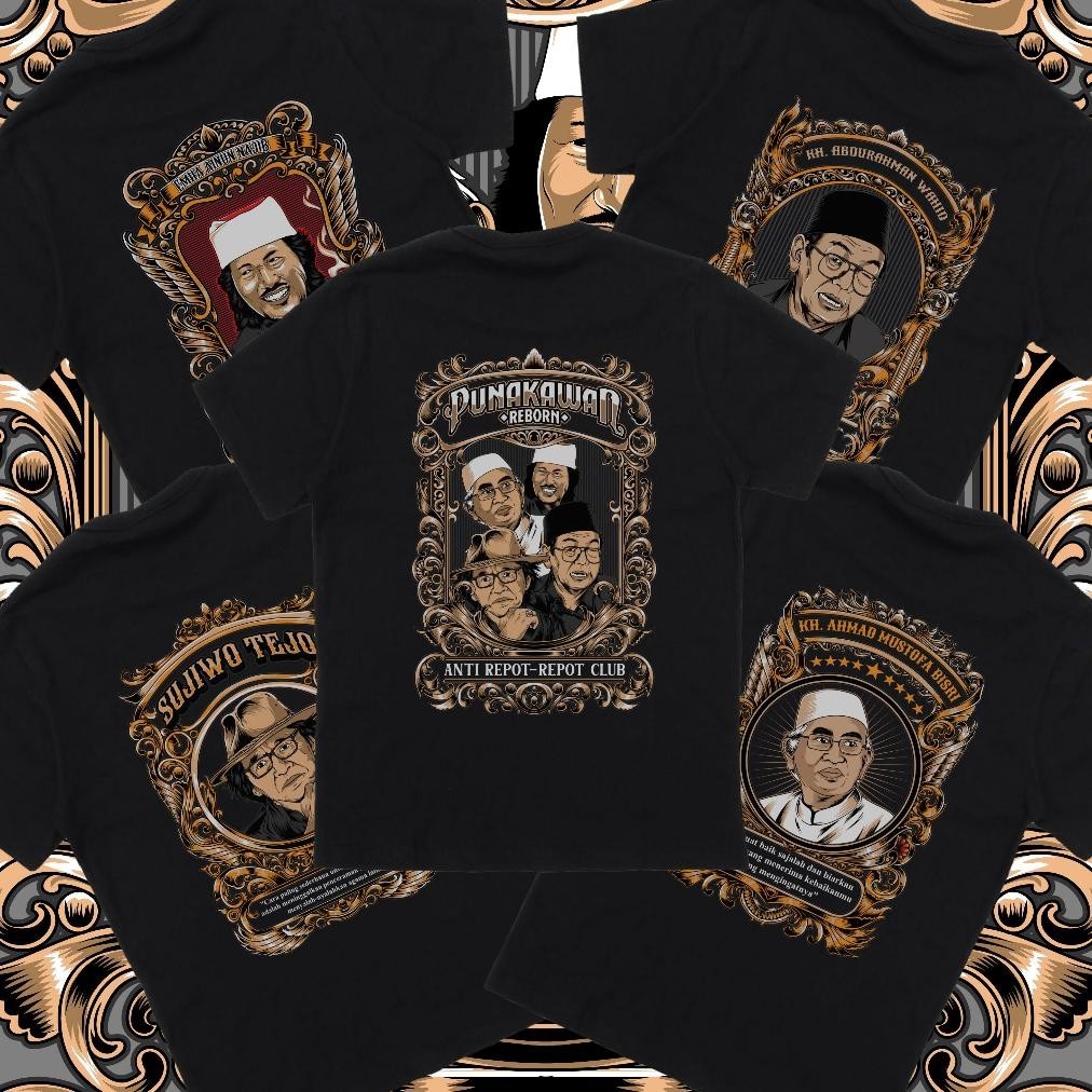 Terbaru Kaos Punakawan Reborn Gusdur Caknun Gusmus Sujiwo Tejo Premium T-Shirt