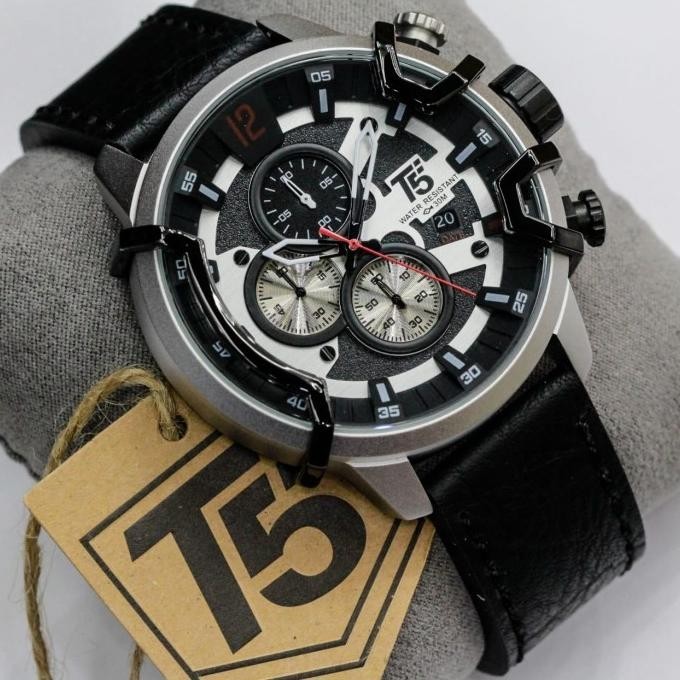 Jam Tangan Pria Original T5 H 3819G Black Brown