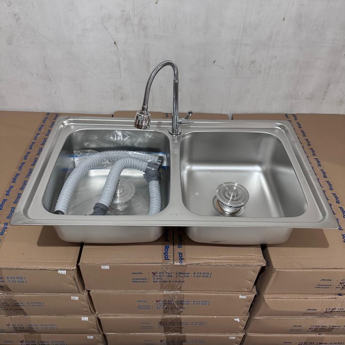 Terbaru Bak Cuci Piring Wastafel Kitchen Sink Double Bowl 2 Dua Lubang Oki Promo Terlaris