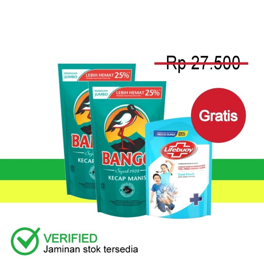 

Bango Kecap Manis Refill 2 x 735 ml Gratis Lifebuoy Body Wash 400 ml
