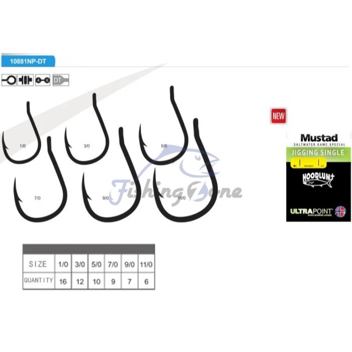 Mustad HOODLUM PLUS JIGGING SINGLE Hook 10881NP-DT Mata kail Jig 4X