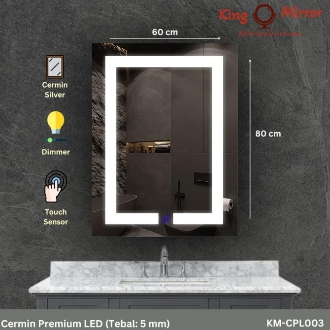 Tersedia  [Cpl003] Cermin Led/Cermin Kamar Mandi/Cermin Sensor Touch Screen
