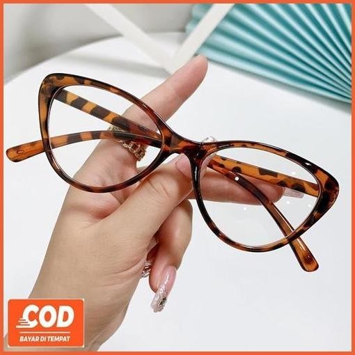 Promo Hemat Kacamata Leopard Cat Eye Anti Radiasi Hp Dan Komputer Wanita Pria Korea Retro Murah Cwek