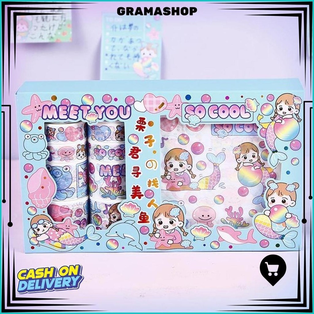 

Stiker Set Box Premium Karakter Lucu + Pisau Cutter + Roll Sticker 10 X10/ 1 Set Stiker Karakter Lucu Cute Gratis Ongkir