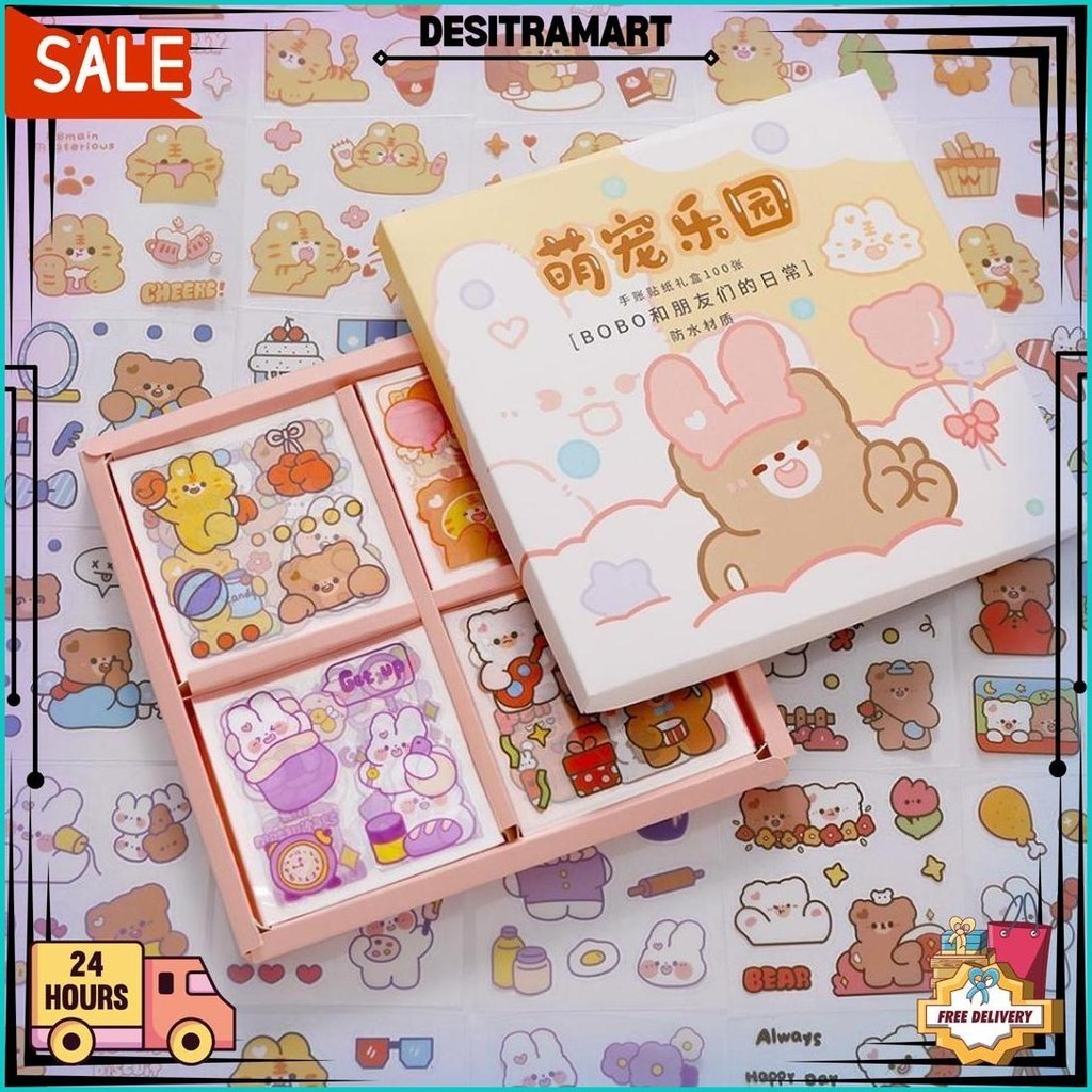 

Sticker Waterproof Anti Air Motif Kartun Lucu Bobo Beruang Luar Angkasa Bear 50/100 Lembar Sticker Aesthetic 100Pcs Sticker Journaling Cod