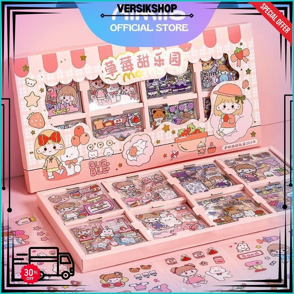 

[Ready] Aimilo Stiker 200 Lembar 1 Box Sticker Momo Stiker 100 Lembar 4Warna Stiker Lucu Anak Perempuan Untuk Notebook Dan Buku Tulis Sekolah Sale