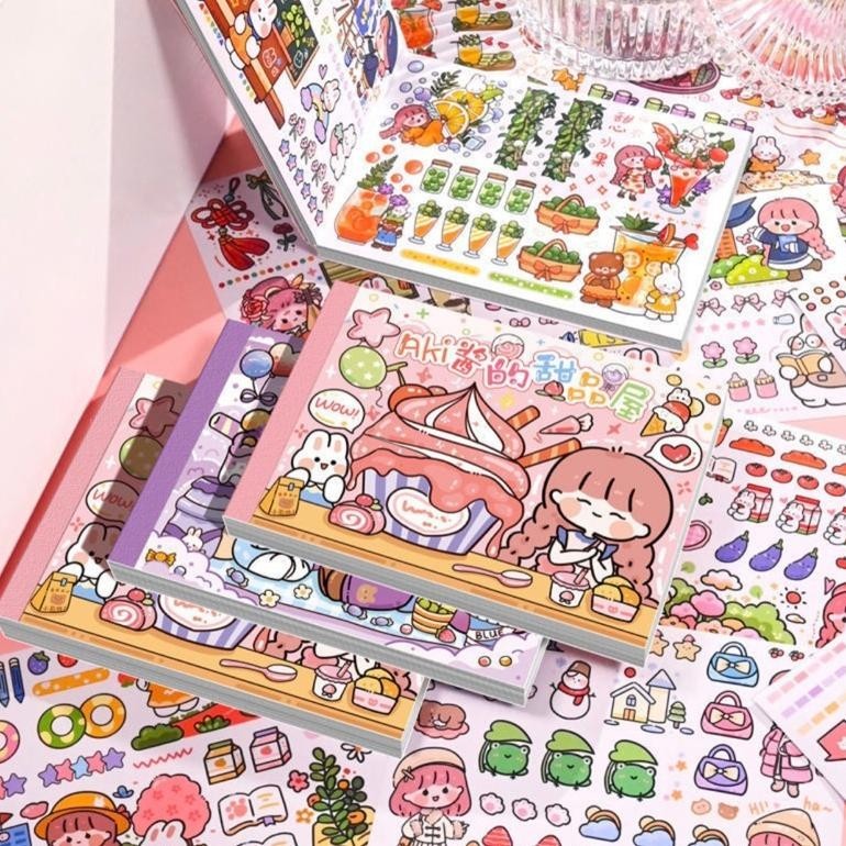 50Lembar Stiker Aesthetic Kartun Lucu /Dekorasi Jurnal/Scrapbook Cod