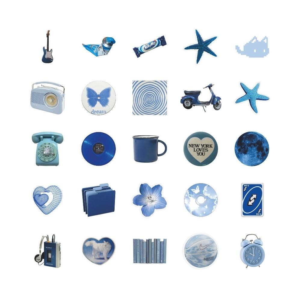 

50 Pcs Stiker Motif Ins Style Biru Aesthetic Anti Air Untuk Dekorasi Notebook Sepeda Skateboard Handphone Diy Cod