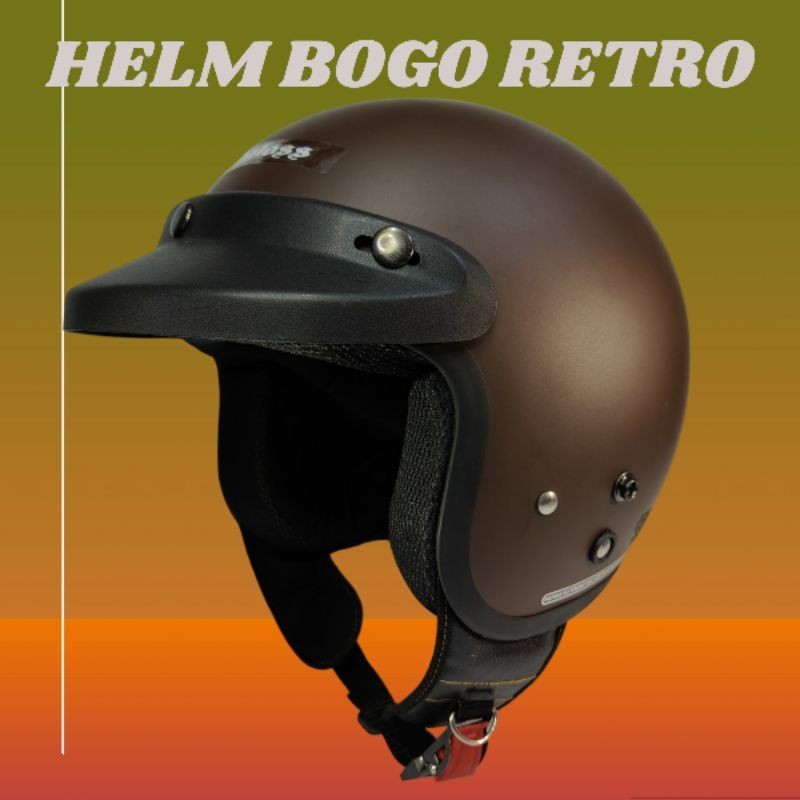 helm bogo retro coklat doff identik carglos SNI helmet dewasa real