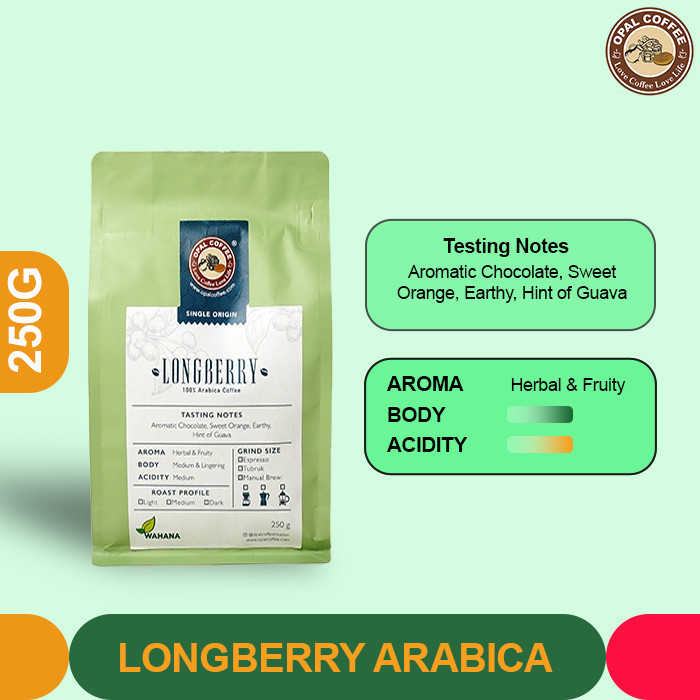 

Opal Coffee - Longberry Arabica Roasted Beans 250G