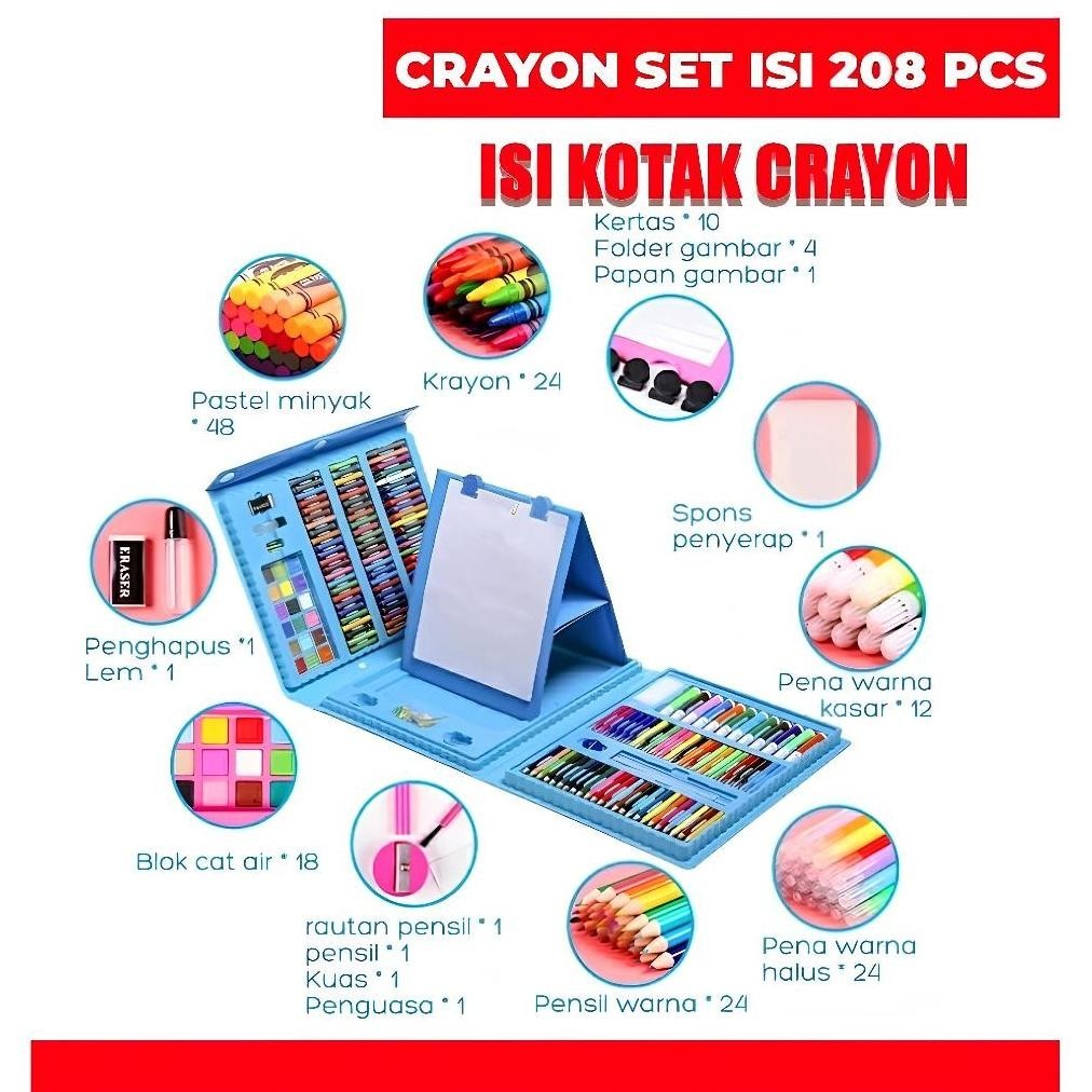 

Yl-24 208 Pcs Crayon Super Mega Art Set |Krayon Set Melukis Menggambar |Mainan Edukatif Anak Sale