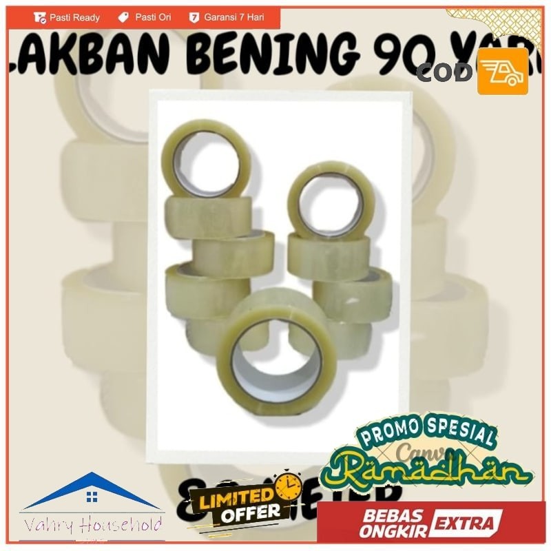 

Lakban Bening 90 Yard 80 Meter Lem Kualitas Terbaik Selotip SATUAN - 1 pcs