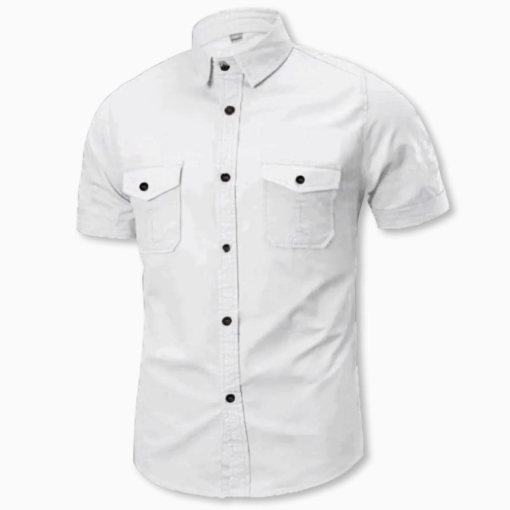 Baju Kemeja Tactical Pria Lapangan Outdoor Risrus Angga Lengan Pendek Polos Aan Kasual Cowok Baju Ke