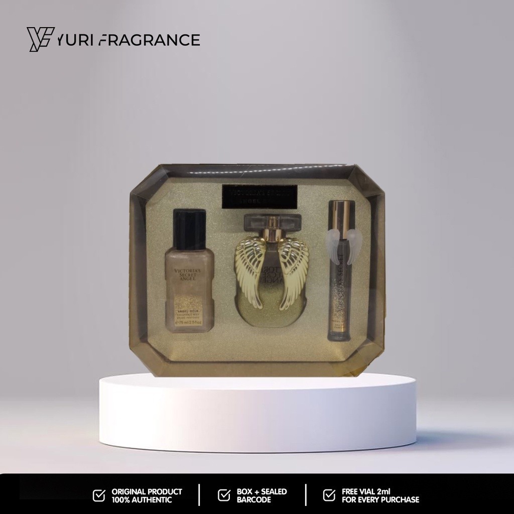 Victoria Secret Angel Gold Gift Set 3 in 1 Original Box Segel Lengkap