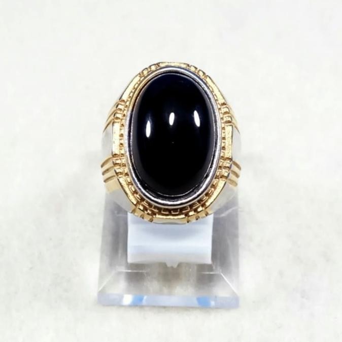 Cincin Batu Akik Natural Yaman Wulung Aceh Kristal Hitam Legam Kode Produk 4495