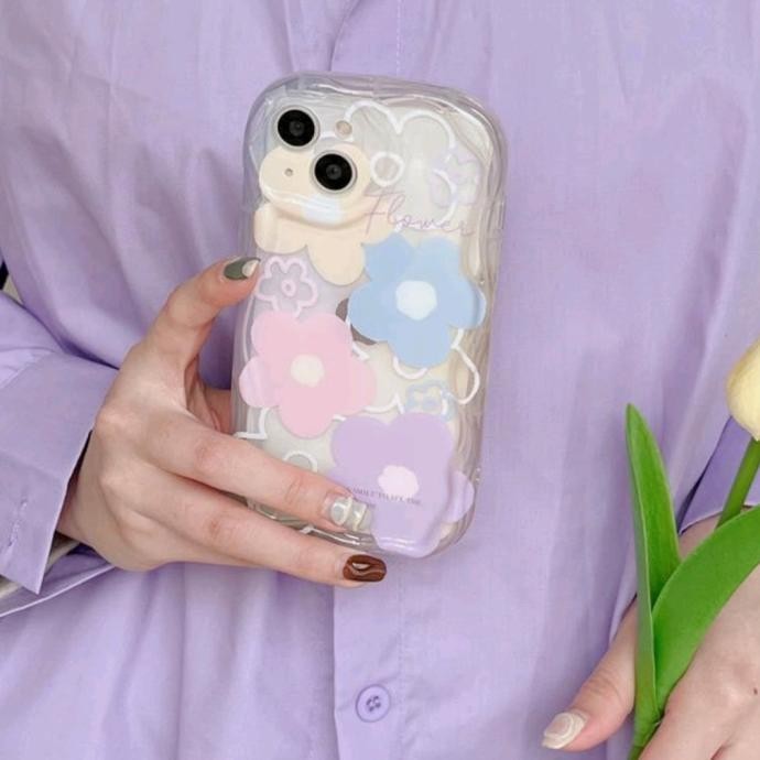 CASE IPHONE 13 13 PRO 13 PRO MAX CASING WAVE MOTIF FLOWER CUTE