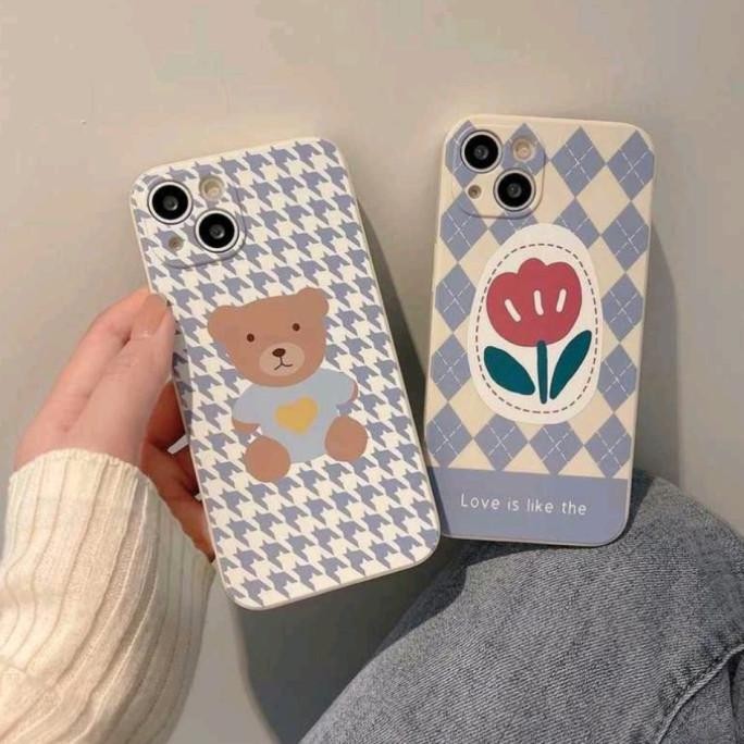 CASE OPPO A57 2022 A77S A74 5G CASING HP MOTIF TULIP & BEAR CUTE