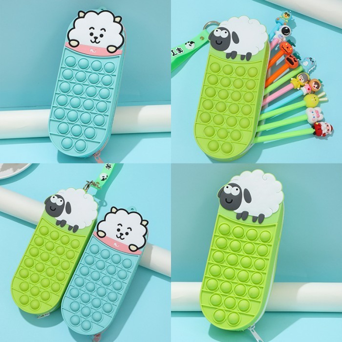 

TERBARU Tempat Pensil Anak Pop It Karakter Lucu Kotak Tepak Unicorn Bear Dino