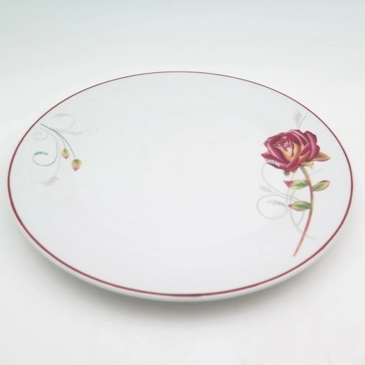 Piring Makan Ceper 10 Inch Keramik Tebal Motif Rosewood (Isi: 6 Pc)