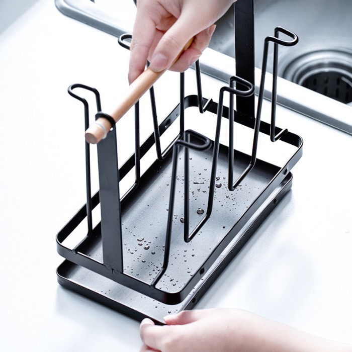 Bandi Rak Gelas Wine Gantung Meja Besi Anti Karat Isi 6 Slot Ada Alas