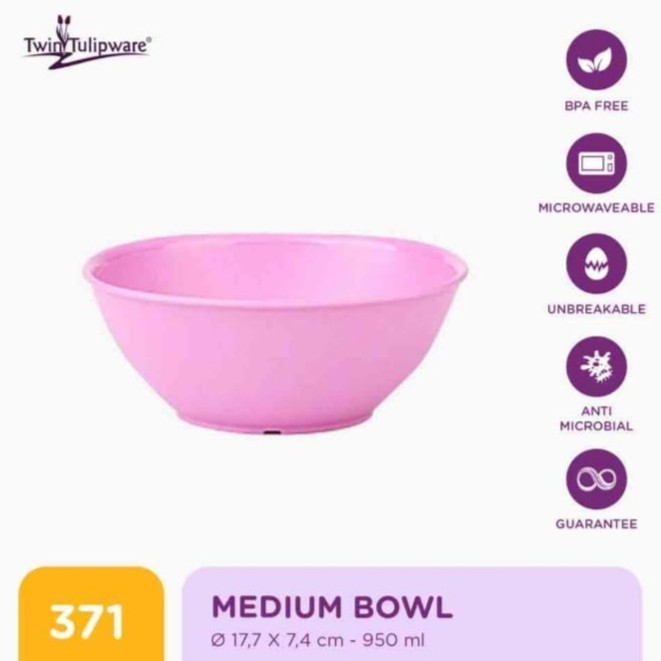 Twin Tulipware Medium Bowl (1) Mangkok Bakso 900 Ml