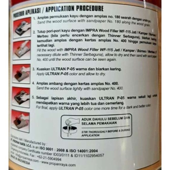 Cat Kayu Politur Ultran P - 05 Propan Plitur Teak Jati Lnut Brown