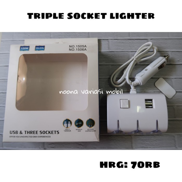 Triple Socket Lighter Colokan Rokok Cabang Tiga Soket Lighter Charger Best Produk