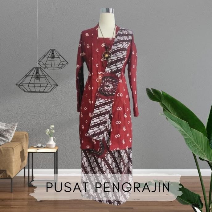 Set Kebaya Kutubaru Jumputan Panjang