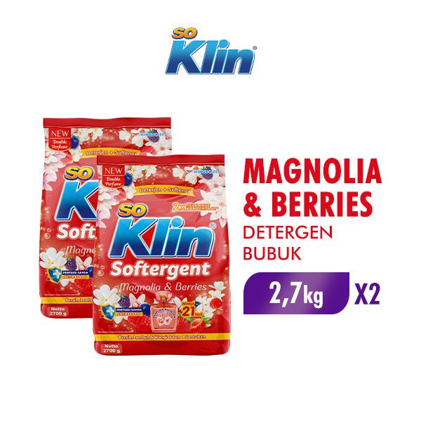 Soklin Deterjen Bubuk Softergent Magnolia Berries 2,7 kg x2