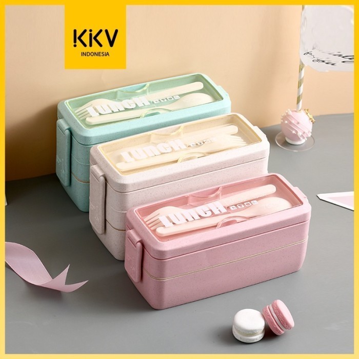 KKV 40000KM KOTAK MAKAN TINGKAT LUNCH BOX SET FREE SENDOK GARPU