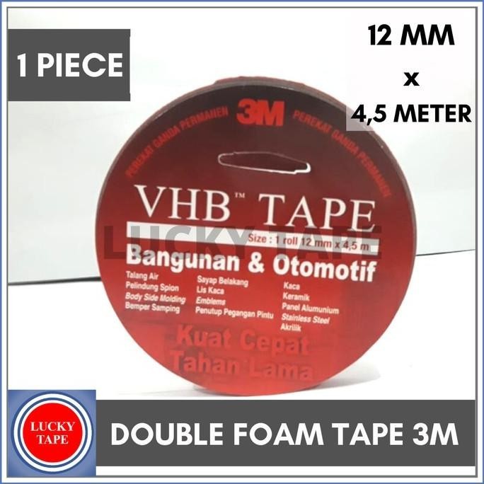 

1 Box Double Tape 3M Vhb / Perekat 12Mm X 4.5M Merah Ori 1/2" Inch Pambud.Outlts
