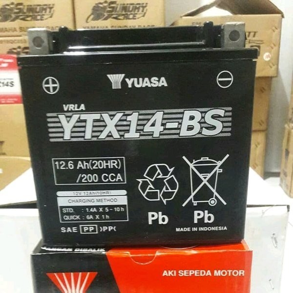 Aki Moge Yuasa Ytx14-Bs Ytx14Bs Aki Motor Gede