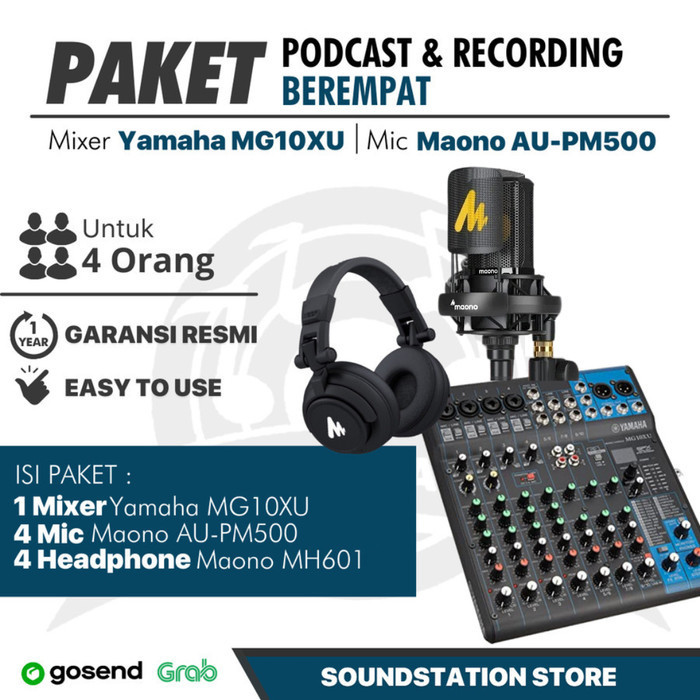 

Yamaha MG10XU, PM500, MH601 - PAKET PODCAST, RECORDING 4 ORANG