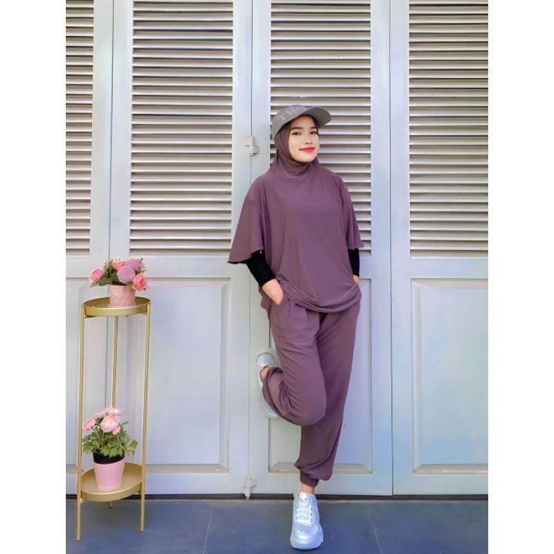 G9A SETELAN OLAHRAGA MUSLIMAH SET HIJAB OLGA SET OLGA JOGER KEF