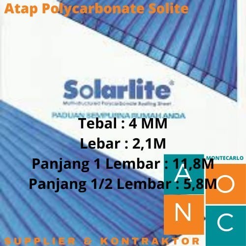 Atap Polycarbonate Solite (Solarlite) - 4 Mm