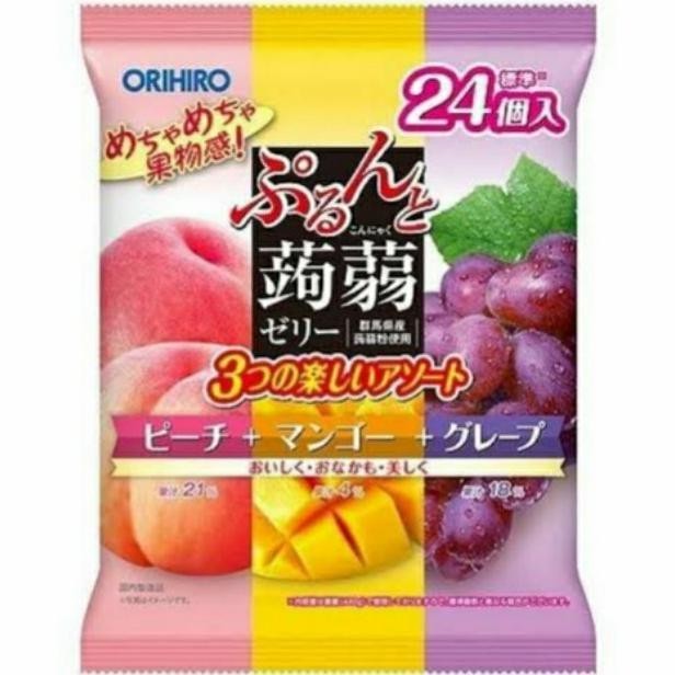 

[isi 24 Pcs] Orihiro Peach Mango Grape Konjac Jelly 480gr - Jeli Buah GM