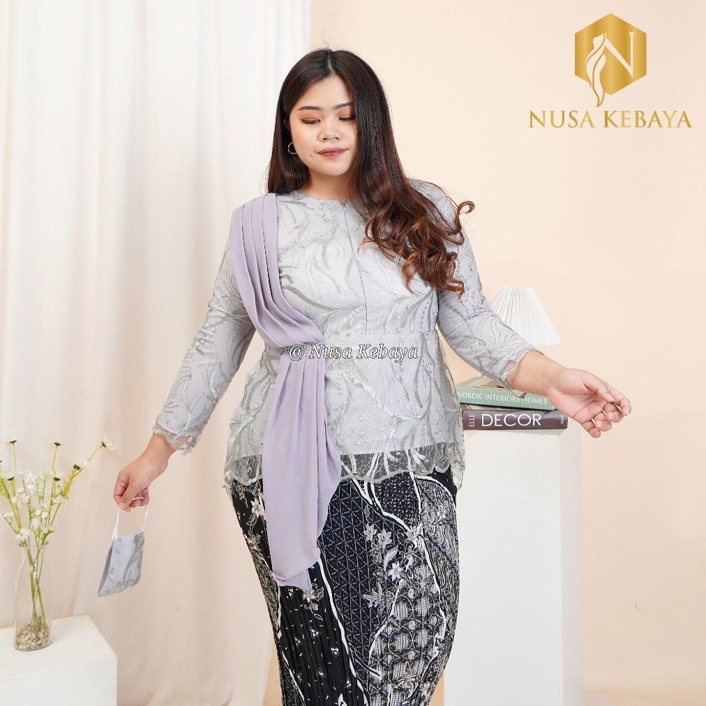 fh-46 Setelan Kebaya 3L 4L 5L 6L Ukuran Jumbo LD 120 130 140 Cm Bahan Brukat Tile Modedl Terbaru Mix