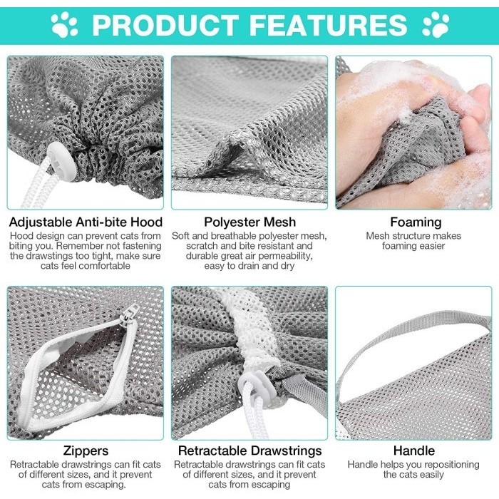 Ptr Grooming Bag Kucing/Kucing Kantong Mandi Tas/Cat Bath Bag