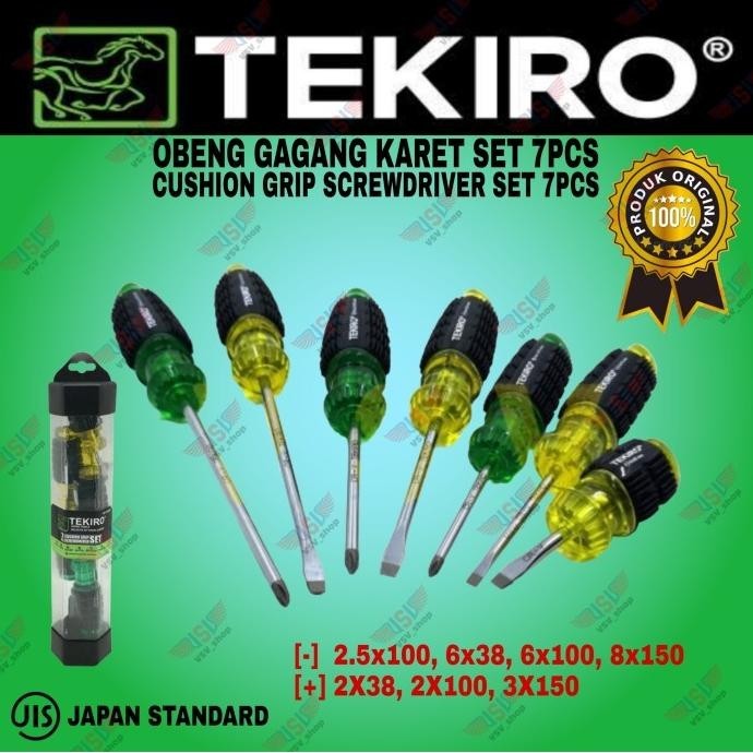 Tekiro Cushion Grip Screwdriver Set 7Pc / Obeng Set 7Pc / Obeng Karet