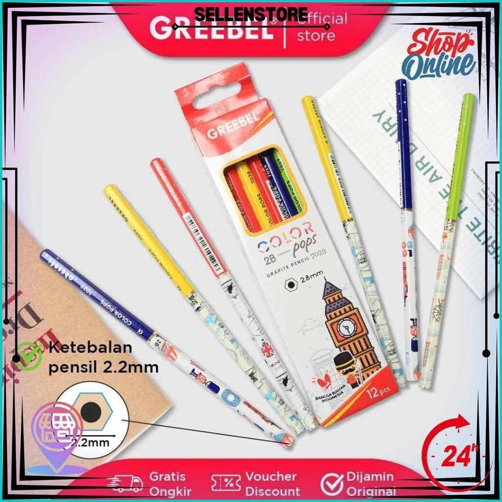 

Greebel Pensil Kayu 2B 7029 Color Pop /Pensil Kayu/Grafit/Graphite/Pensil Ujian Sekolah/Gambar Sale