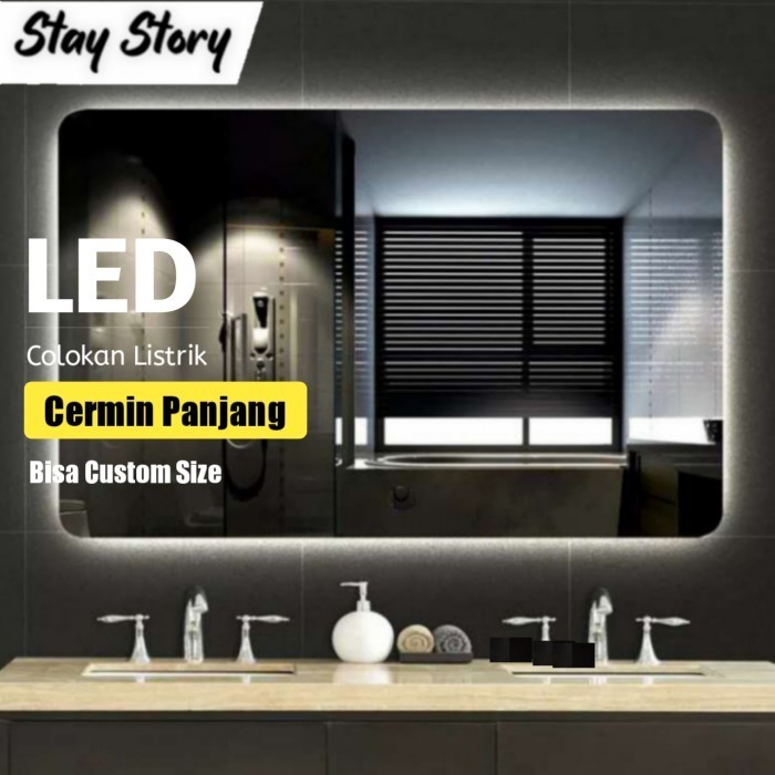 CERMIN TOILET KAMAR MANDI LED / KACA WASTAFEL DINDING KOTAK BESAR