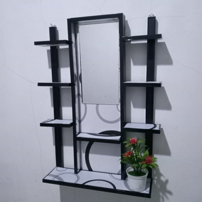 RAK DINDING KOSMETIK CERMIN RIAS KAYU MDF LAPIS HVL