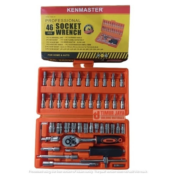 Kenmaster Kunci Sok 46 Pcs In 1 Set Socket 1/4" Inch Kunci Sock Tekiro