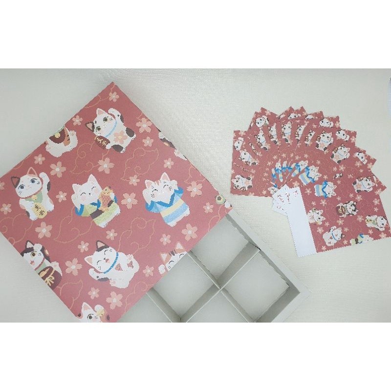 

5 pcs dus box slop abu imlek motif lucky cat II sekat 9 size 7.5 cm