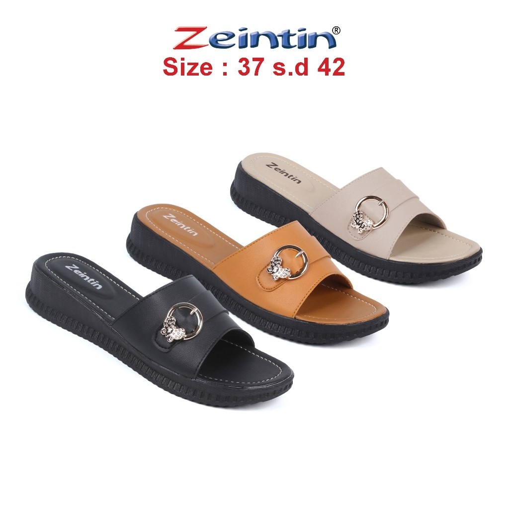 Sandal Hiu // Zeintin - Sandal Wanita Kulit Sintetis Flat Sendal Widges Zeintin HP
