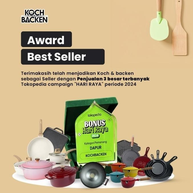 [Baru] Koch&Backen Cast Iron Grill Rectangle Wooden Handle - Panggangan