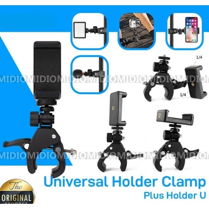 Bracket Holder Mount Clamp Jepit Stand Penjepit Tiang Tripod Hp Motor