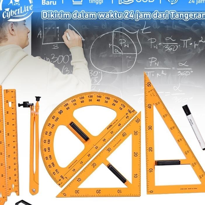 

5Pcs Set Ggaris Kayu Lipat Ggaris Jangka Busur Segitiga Lurus Besar Untuk Papan Tulis